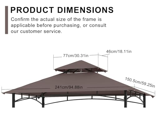 Grill Gazebo Canopy Replacement - ABCCANOPY 5x8 Double Tiered BBQ Canopy Top Cover, Outdoor Grill Tent Roof for #L-GG001PST-F (Brown)