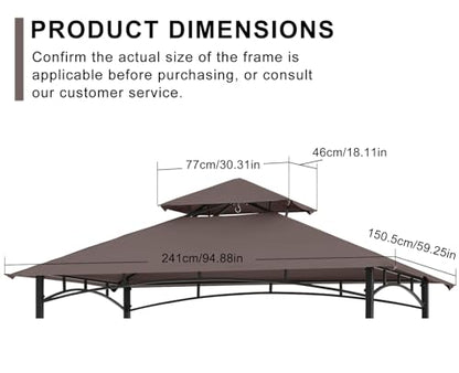 Grill Gazebo Canopy Replacement - ABCCANOPY 5x8 Double Tiered BBQ Canopy Top Cover, Outdoor Grill Tent Roof for #L-GG001PST-F (Brown)