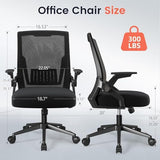 GTRACING Ergonomic Office Chair with Flip-up Armrests Executive Computer Chair for Home Office, Breathable Mesh & Comfy Lumbar Support, Black GTRACING