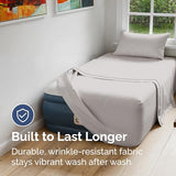 Air Mattress Sheet Set for Twin Size - 3 Piece Breathable & Cooling Sheets w/Extra Deep Pockets - Fits Inflatable & Blow Up Air Mattresses Up to 24 Inches Thick - Soft and Wrinkle Free - Light Grey CGK Unlimited