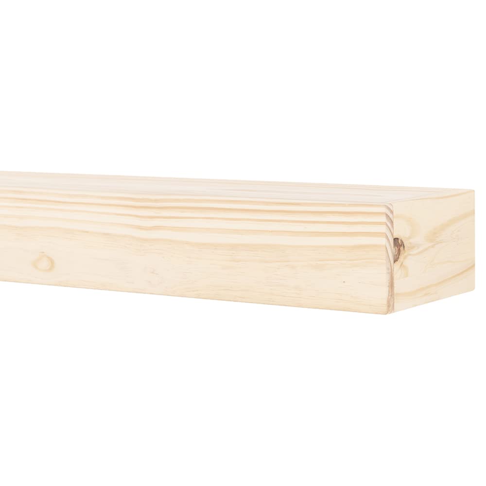 MANTELSDIRECT 48 Inch Floating Fireplace Mantel Wood Shelf in Unfinished - Austin from Mantels Direct | Wooden Rustic Wall Shelf Perfect for Décor and Electric Fireplaces