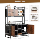 JanflyHome Cat Litter Box Enclosure with Power Outlet, 60'' Large Double Hidden Cat Litter Box Furniture with Shelf, Indoor Cat House Furniture with Cat Scratching Pad for 2 Cats, Vintage Brown… JanflyHome