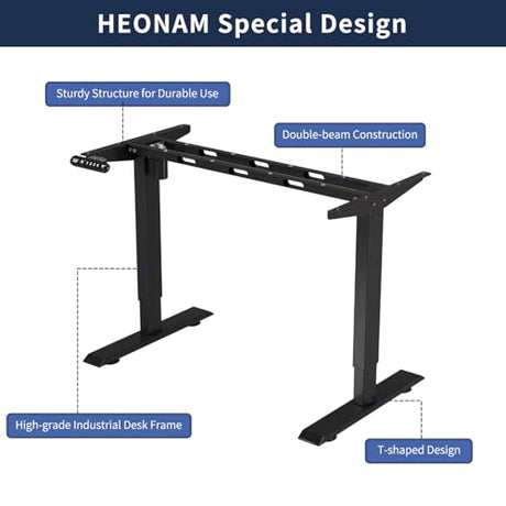 HEONAM 48 Inch Electric Standing Desk with USB Charging Port, Height Adjustable Sit Stand Desk with Memory Presets, Spacious Desktop and Sturdy Metal Frame for Home Office HEONAM