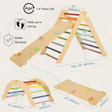 Belleur 7 in 1 Wood Pikler Triangle Set, Foldable Toddler Climbing Toys Indoor, Montessori Climbing Set with Ramp, Arch & Climbing Triangle, Baby Climbing Gym, Indoor Playground for Kids 1-6 - Rainbow Belleur