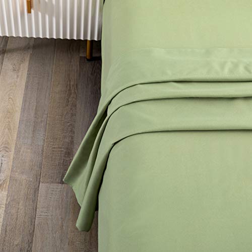 Sfoothome Top Sheet Single - Premium 1500 Ultra-Soft Collection - Wrinkle Resistant, Easy Care (Full, Sage Green) Sfoothome