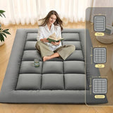 DOWNSTORIA Japanese Floor Mattress, Foldable Futon Mattress Tatami Mat with Handle, Roll Up Dormitory Sleeping Pad for Camping, Guestroom Bed, Full Size, Grey DOWNSTORIA