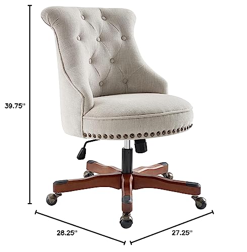 Linon The Talia Beige Adjustable Seat Height Office Chair Linon