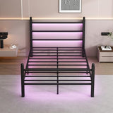 CLIBFENG Queen Bed Frame with Headboard and Footboard,Steel Slats Support-LED Bed Frame with USB Charging Station,Mattress Foundation-Under Bed Storage,No Box Spring Needed,Noise Free,Black CLIBFENG