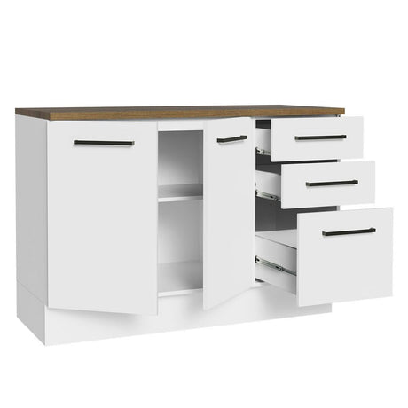 Madesa Heavy-Duty Garage and Utility Room Base Storage Cabinet with 2 Doors and 3 Drawers Storage Shelves 47 Inch Wooden Organization Unit - White Madesa