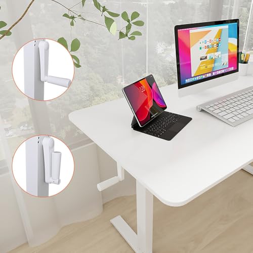 TGBHM Adjustable Height Desk, Manual Crank Standing Desk for Office, Compact White Computer Desk, 140Cm Ergonomic Workstation for Home and Office Usecm(Bianco-140Cm) TGBHM