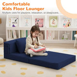 MeMoreCool Foldable Futon Chair Bed for Kids, Toddler Sofa Mattress, Convertible Foam Floor Couch, Tri-fold Sleeping Mattress (Navy) MeMoreCool