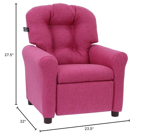 The Crew Furniture Traditional Kids Recliner, Toddler Ages 1-5 Years, Home Décor Polyester Linen, Magenta The Crew Furniture