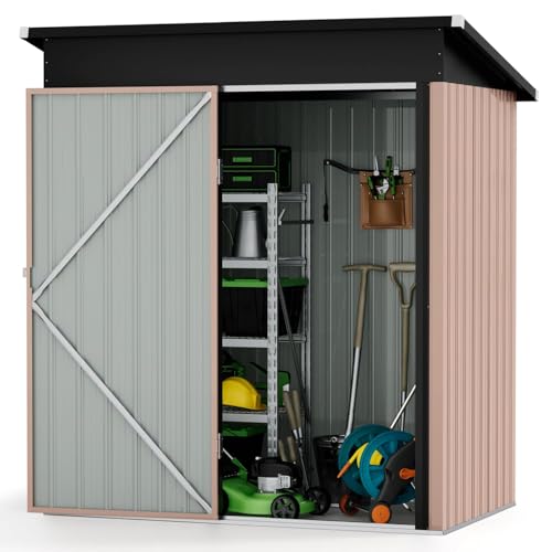 Aoxun 80 CU. FT Outdoor Storage Shed Waterproof Garden Metal Tool Shed, Brown Aoxun