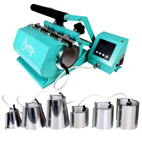 Brother SP-1 Dye-Sublimation Printer Bundle with 7-in-1 Turquoise Tumbler, Mug & Cup Press, Full Ink Set, 310 Sublimation Transfer Sheets, Sublimation Blanks, Tape and More