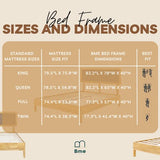 Bme Nipe 14 Inch Bohemian Queen Bed Frame with Adjustable Woven Headboard in Natural Acacia Wood Bme