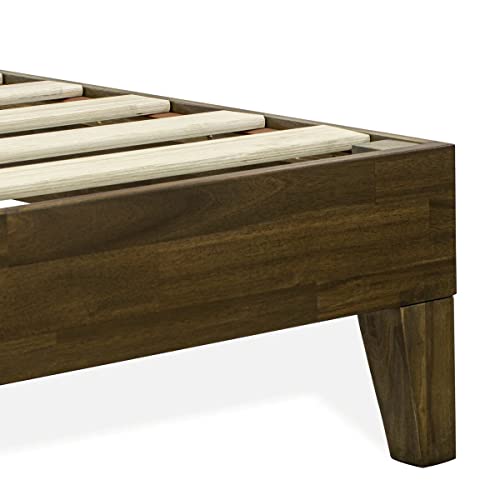 King Size Walnut Platform Bed Frame with Sturdy Hardwood Legs by East West Furniture - WoodArtSupply