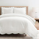 Lush Decor Coastal Chic Scalloped Edge Comforter Set, 3 Piece Set Full/Queen, Blue & White - Queen Bedding Set - White Comforter - Coastal Decor Lush Decor
