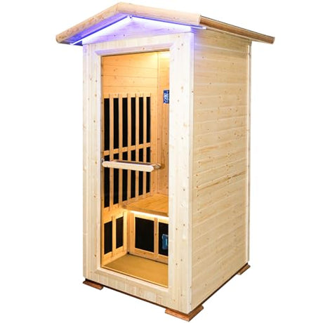 ToTibuy Outdoor Sauna Far Infrared Sauna Wooden Saunas Spa 1550W Low-EMF Dry Sauna Room for One Person, 35.43 * 35.43 * 78.74Inch ToTibuy