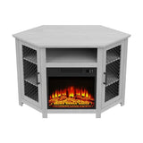 47" Corner Fireplace TV Stand Up to 55" TVs with 18" Electric Fireplace, Rustic Media TV Stands for Living Room, Television Stands with Adjustable Shelves, Entertainment Media Stand (Gray) ELEVARAWOOD