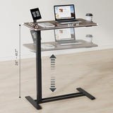 FLEXISPOT Medical Adjustable Overbed Bedside Table with Wheels Pneumatic Mobile Standing Desk Laptop Desk Rolling Computer Cart Movable Table Hospital Home Use(31.5" W x 17.7" D, Mahogany Large) FLEXISPOT