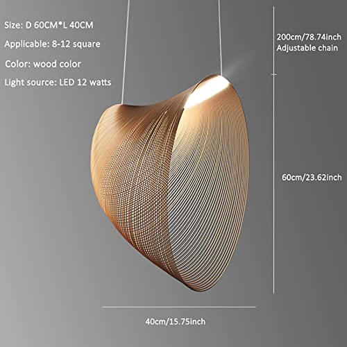 1light Pendant Lighting for Kitchen Island Ceiling Light Fixture for Bedroom Bar,Contemporary Abstract Pendant Light,Modern Art Wood Led Chandelier-Wood 60x40cm(24x16inch) - WoodArtSupply