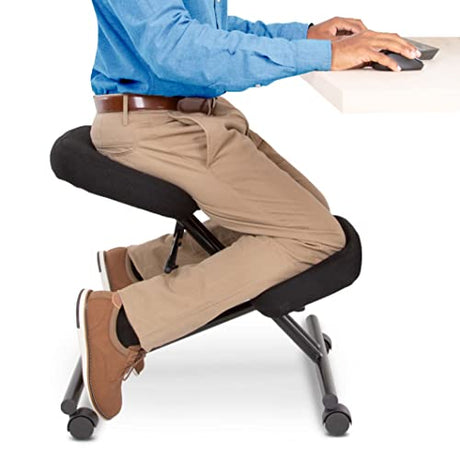 ProErgo Pneumatic Ergonomic Kneeling Chair | Fully Adjustable Mobile Office Seating | Improve Posture to Relieve Neck & Back Pain | Easy Assembly | Use in Home, Office & Classroom Stand Steady