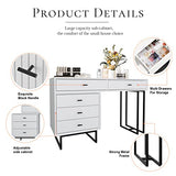 UEV Large Vanity Desk with Drawers,Makeup Vanity Set with Movable 3-Drawer Chest,Modern Makeup Vanity Dressing Table(White) UEV