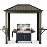 ABCCANOPY Grill Hardtop Gazebo 6x8 - Outdoor Metal Hard Top Gazebo, Permanent Galvanized Steel BBQ Gazebo Aluminum Framed Pavilion with Shelves for Patio Backyard Lawn Garden (Single Roof, Dark Brown) ABCCANOPY