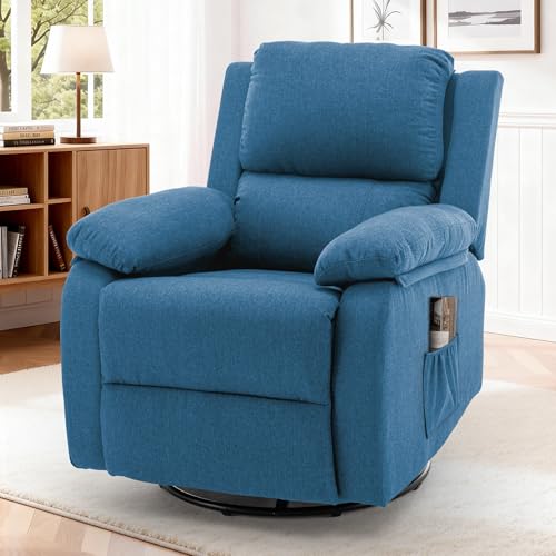 Korser Recliner Chair, 360 Swivel Rocker Chair for Adults, Small Rocking Recliner for Small Spaces, Upholstered Fabric Glider Recliner Nursery