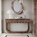 Mid-Century Modern Console Table for Entryway with Fluted 3 Drawers, Sofa Table for Hallway Foyer - Behind Couch Storage, Entryway Table for Living Room Front Door, Entrance Tables DGpoco