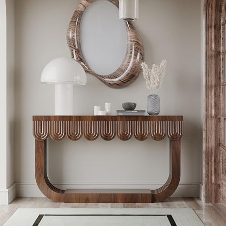Mid-Century Modern Console Table for Entryway with Fluted 3 Drawers, Sofa Table for Hallway Foyer - Behind Couch Storage, Entryway Table for Living Room Front Door, Entrance Tables DGpoco