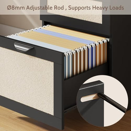 Vividwood Farmhouse Computer Desk with Drawers and Power Outlets, 60” Home Office Desk with Adjustable File Drawer, Cat Scratching Pad, Printer Stand, Shelves & Monitor Riser, Black Vividwood