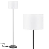 Modern Floor Lamp Simple Design with White Shade, Foot Pedal Switch, 60" Small Tall Lamps for Living Room Bedroom Office Dining Room Kitchen, Black Pole Lamp(Without Bulb) Ambimall