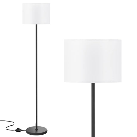 Modern Floor Lamp Simple Design with White Shade, Foot Pedal Switch, 60" Small Tall Lamps for Living Room Bedroom Office Dining Room Kitchen, Black Pole Lamp(Without Bulb) Ambimall