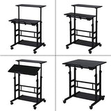 UNICOO Portable Standing Desk on Wheels, Height Adjustable Mobile Workstation, Versatile for Home Office, Rolling Sit to Stand Design, Ergonomic - (U101-B) UNICOO