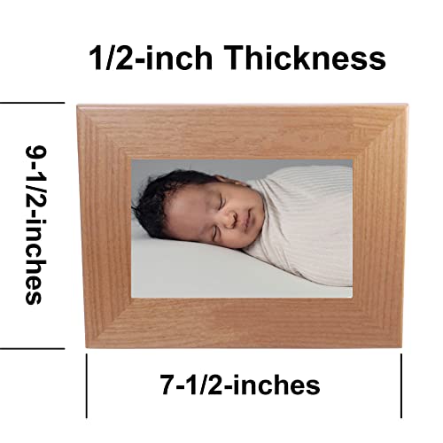 Personalized Add Your Custom Text Hanging/Tabletop Wall Natural Alder Wood Picture Photo Frame Customizable (5x7-inch Vertical) - WoodArtSupply