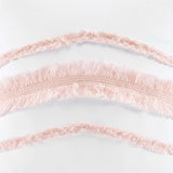 Bohemian Boho Chic White and Pink Macrame Tufted Tassel 3 pc. Full / Queen Size Bed Bedding Set Duvet Comforter Cover Sham Blush Pink Textured Minimalist Cotton Fringe Farmhouse Indie Neutral Rustic KB & Me