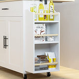Rolling Kitchen Island with Drop Leaf and Storage by IRONCK, White IRONCK