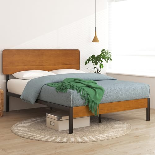 Zinus Olivia Sustainable Bamboo and Metal Queen Platform Bed Frame - No Box Spring Required - WoodArtSupply