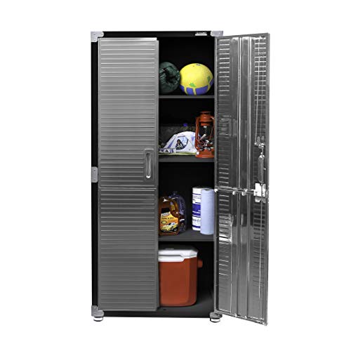 Seville Classics UltraHD Stainless Steel 2-Door Lockable Storage Cabinet, Satin Graphite Seville Classics