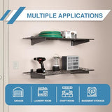 Hyloft 777 2-Pack Heavy Duty Steel Wall Garage Shelving, 36-Inch X 18-Inch Adjustable Wall Shelves for Garage Storage,Includes Hanging Rod, Max Shelf Load 200 Pounds, White Powder Coated Finish HyLoft