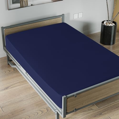 Twin Fitted Sheets 2 Pack Only, Mattress Up to 14 Inches Deep Pocket, Ultra Soft and Breathable Twin Bed Sheets, Long Lasting Single Fitted Sheets, Navy Moonsea