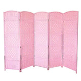 Generic 3/4/5 Panel Room Divider Screen| Hand-Woven Rattan Folding Privacy Protection Screen| Free Standing Decorative Separator for Home Office Bedroom Bathroom Dressing Room(Pink,60x30cm-3PCS) Generic