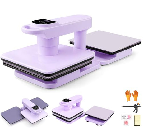 Dual Workbench Auto Heat Press Machine, 360° Swing Away 15x15 Smart T-Shirt Press with Auto Release & Auto-Off & 7-Level Auto Pressure, Higher Heating Height for HTV, Sublimation, Heat Transfer Whubefy