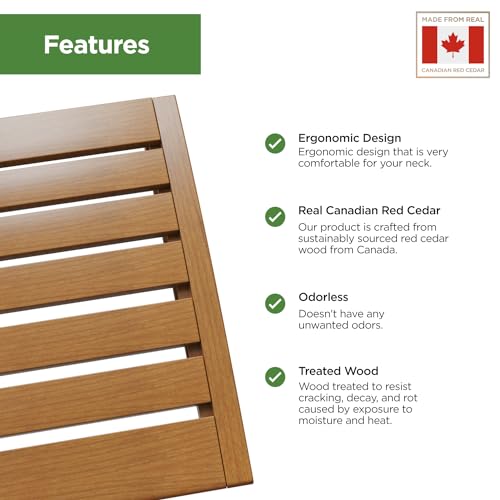 Northwood Sauna - Sauna Headrest - Handmade from Canadian Red Cedar Wood - Comfortable Neck Support Pillow