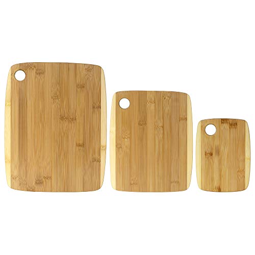Totally Bamboo 3-Piece Two-Tone Bamboo Serving and Cutting Board Set Totally Bamboo