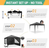 COBIZI 10x10 Pop Up Canopy Tent with 4 Sidewalls Party Tents Waterproof UPF 50+ Commercial Instant Outdoor Events Tent for Parties Markets Backyard, Ropes（10 x 10 ft Black COBIZI