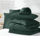 CozyLux Queen Comforter Set Forest Green - Bed in a Bag Queen Size 7 Pieces, Luxury Soft Bed Set for All Seasons, Bedding Set with Down Alternative Comforter, Sheets, Pillowcases & Shams CozyLux