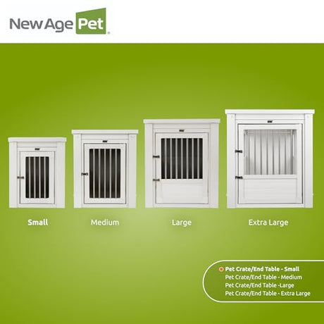 New Age Pet ECOFLEX InnPlace Dog Crate & End Table, Indoor Furniture Style Pet Kennel for Small, Medium, Large & XL Dogs, Durable Composite, Antique White, Small New Age Pet