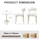 SoarTalent 3-Pieces 31.5" Round Dining Table Set for 2, White Dining Table & Boucle Upholstered Dining Chairs Set of 2 for Kitchen Dining Room Apartment Small Space(White-Gold Leg Chair) SoarTalent